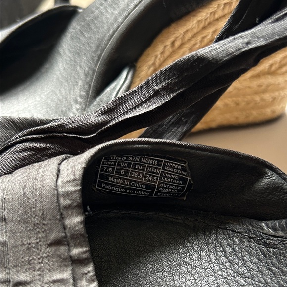 UGG Black/Tan Lace Up Espadrille Wedge Sandals - Picture 7 of 12